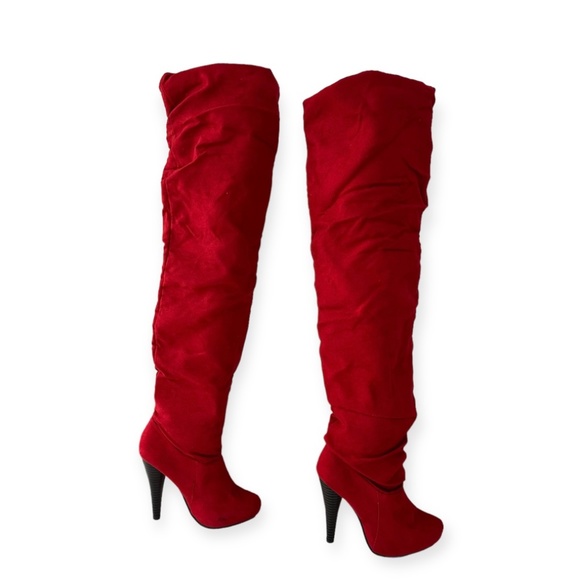Michael Antonio Shoes Red Thigh High Boots Ideal To Wear With Red